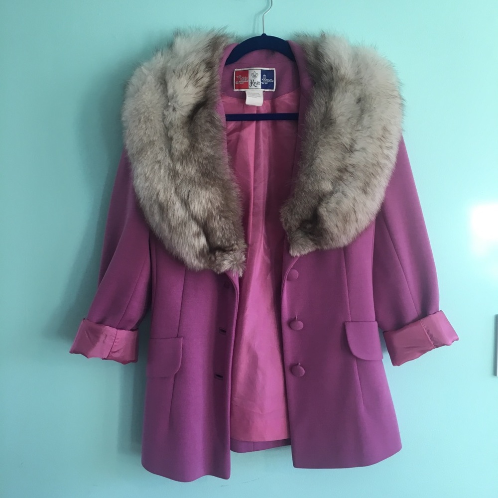 60s-70s lilli ann fur collar lilac jacket